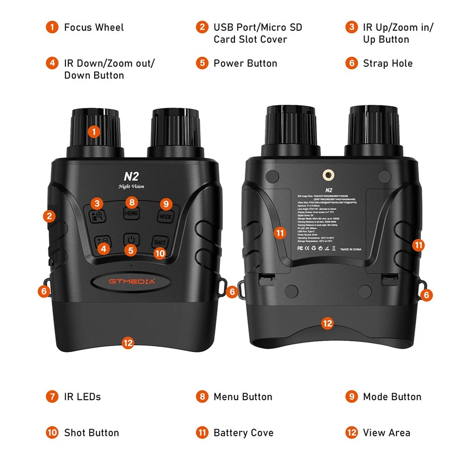 2.31 inch (320 x 240) Internal Screen Night Vision Goggles 7 Intensity Levels - Image 3 of 4