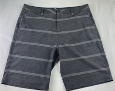 Quicksilver Men's Size 38 Amphibian Shorts 10" Inseam Gray striped Polyester