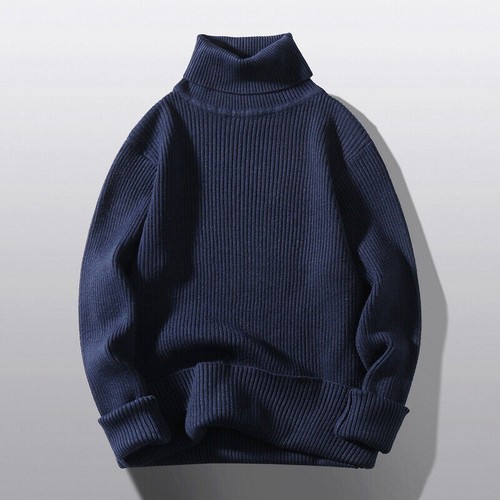 Mens Plain Turtleneck Knitted Sweater Pullover/winter Warm Jumper Knitwear Tops - Picture 15 of 22