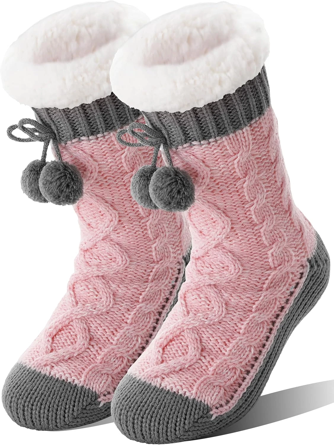 Womens Slipper Fuzzy Grips Socks Fluffy Winter Warm Thick Thermal Cozy Plush Non