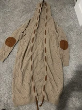 Women’s Long Cardigan Size Large Light Brown New