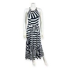 GAP Women's NEW Navy Blue Striped Panel Halter Maxi Dress Nautical Resort XS