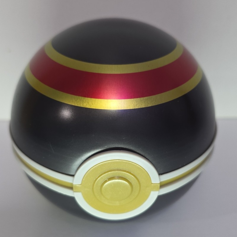 Empty Poké Ball Style Metal Tin Card Storage Case 2-Piece Black/Red/Gold/White