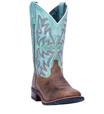Laredo 5607 Anita Women s Cowboy Boots Brown/Turquoise Leather Sz 8M NEW w/ Box