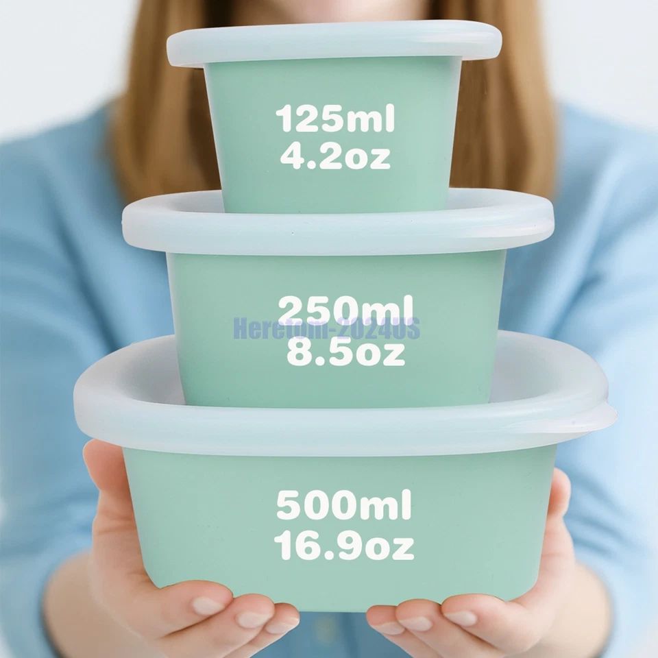 Nesting Silicone Food Storage Meal Prep Containers with Lids Reusable Bento Box - Image 4 of 4