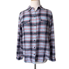 TOAD & CO Re-Form Flannel Shirt Blue Red Small 