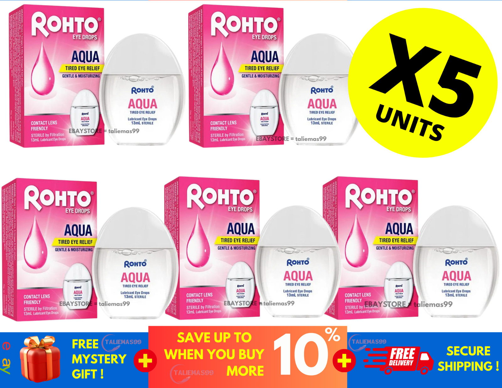 13ml Gentle Moisturizing Relief For Dry Tired Eyes ( X 5 )