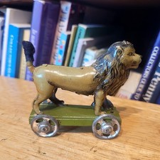 VINTAGE 1910's DISTLER TIN  LITHO PULL TOY LION  PENNY TOY