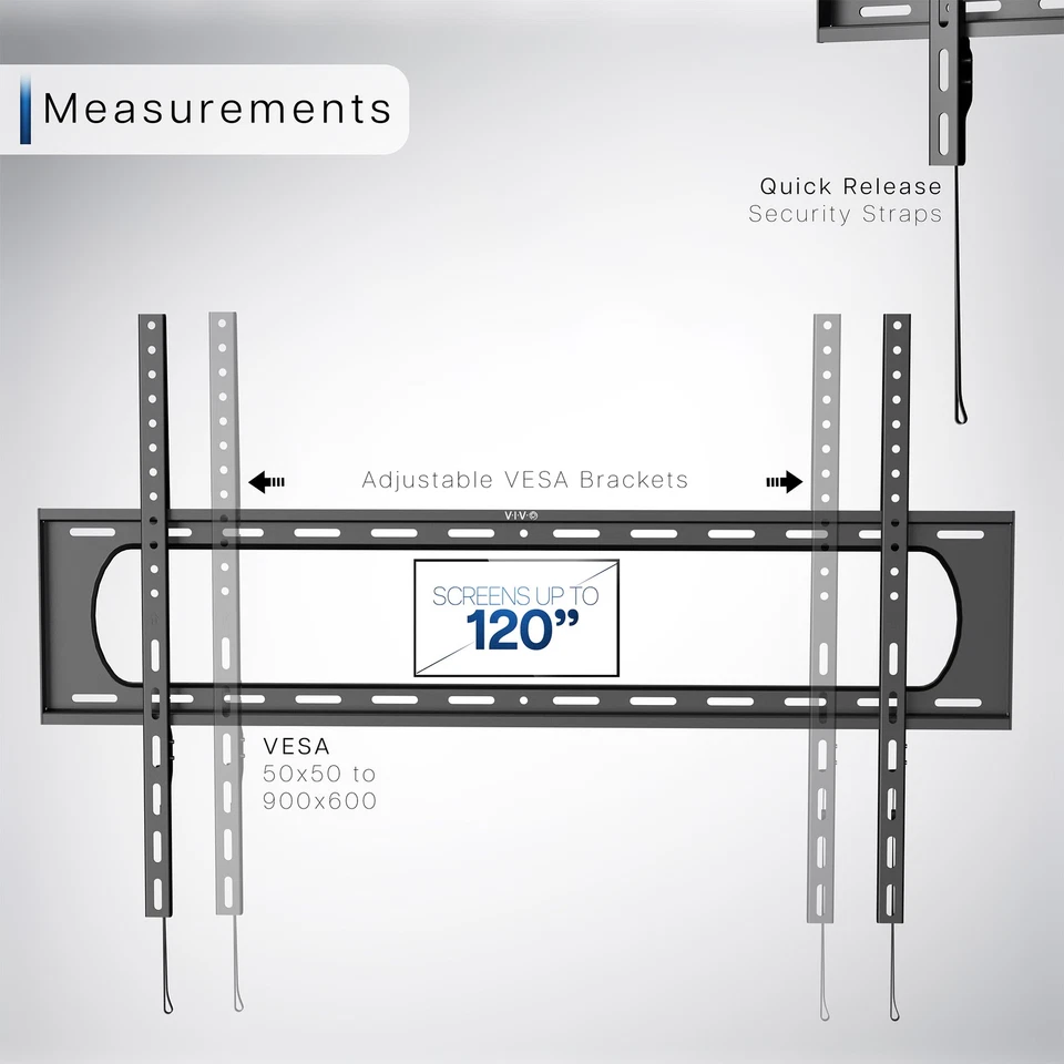 Soporte de pared para TV de alta resistencia VIVO para pantallas de 60 a 120 pulgadas, máximo VESA 900x600 mm Foto 4 de 4
