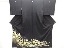 7743790: JAPANESE KIMONO / TOMESODE / SILK / SNOWFLAKE  CRANES