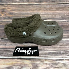 Crocs Classic Mammoth Lined Slip On Brown Clogs Shoes Women's Size 8