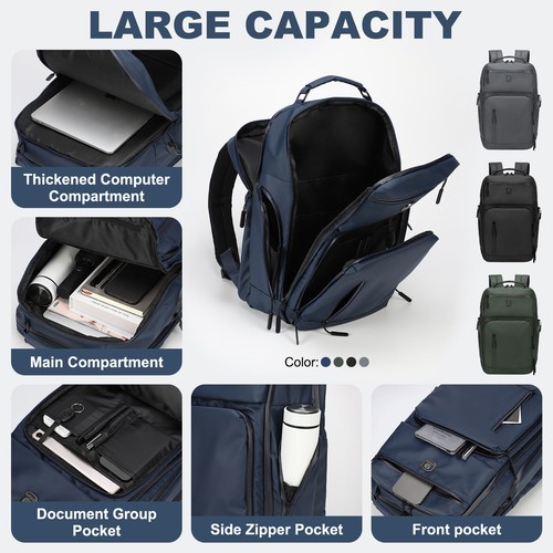 Large Capacity Water Resistant Laptop Backpack, 17 Inch for Business, Blue - Afbeelding 5 van 10