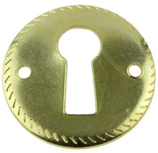 (12 Pack) Round Escutcheon Plate - Brass Plated with Rope Edge