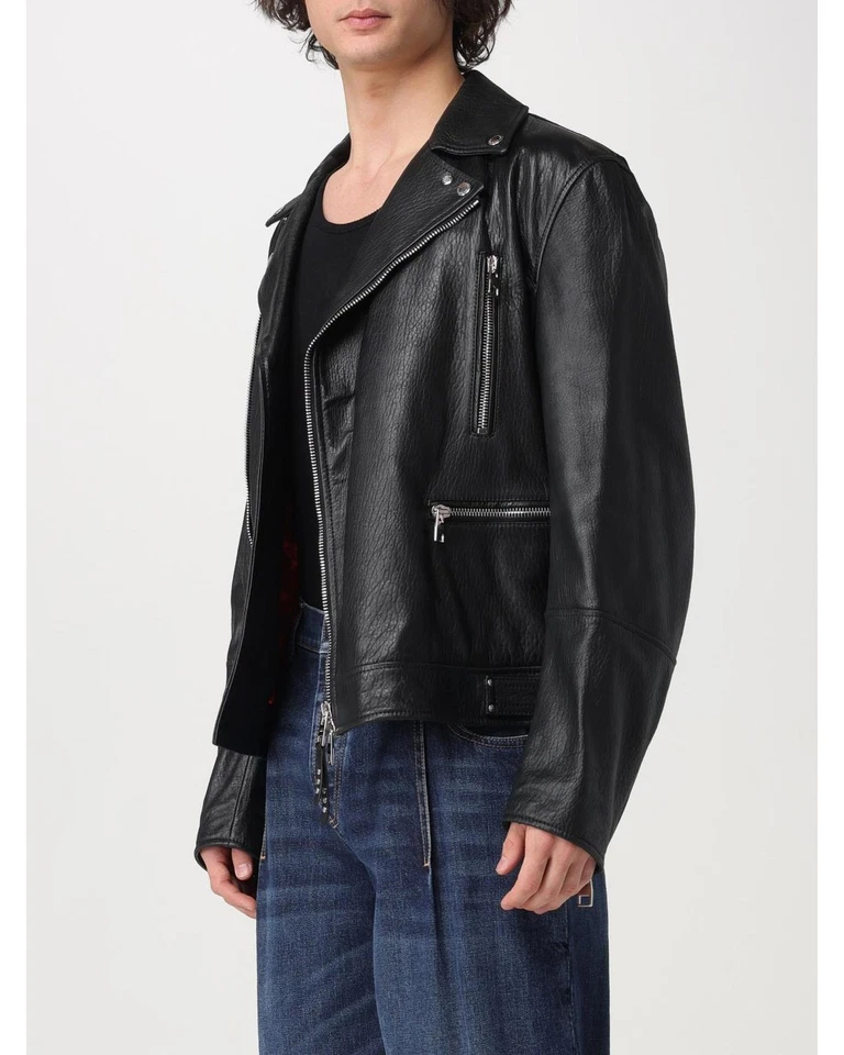 Mcqueen Cropped Biker Jacket 557683Q1A84 Lambskin Leather Men Black - Image 4 of 4