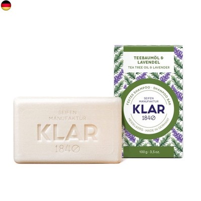 Klar Seifen festes Shampoo Teebaumöl & Lavendel 100g (gegen Schuppen), 