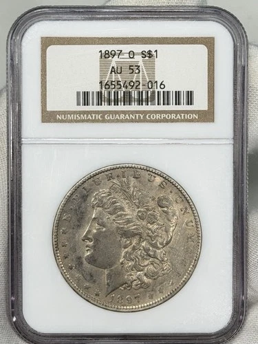 1897-O $1 Morgan Dollar Silver NGC AU53 New Orleans One Coin SEMI KEY DATE!