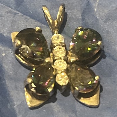 Regenbogentopas & Zirkonia in Sterlingsilber Schmetterling Anhänger Charm 3/4''