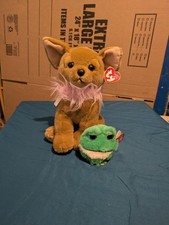 2006 Ty Beanie Babies Divalectable Dog Chihuahua Plush Pink Bowa Tan Brown