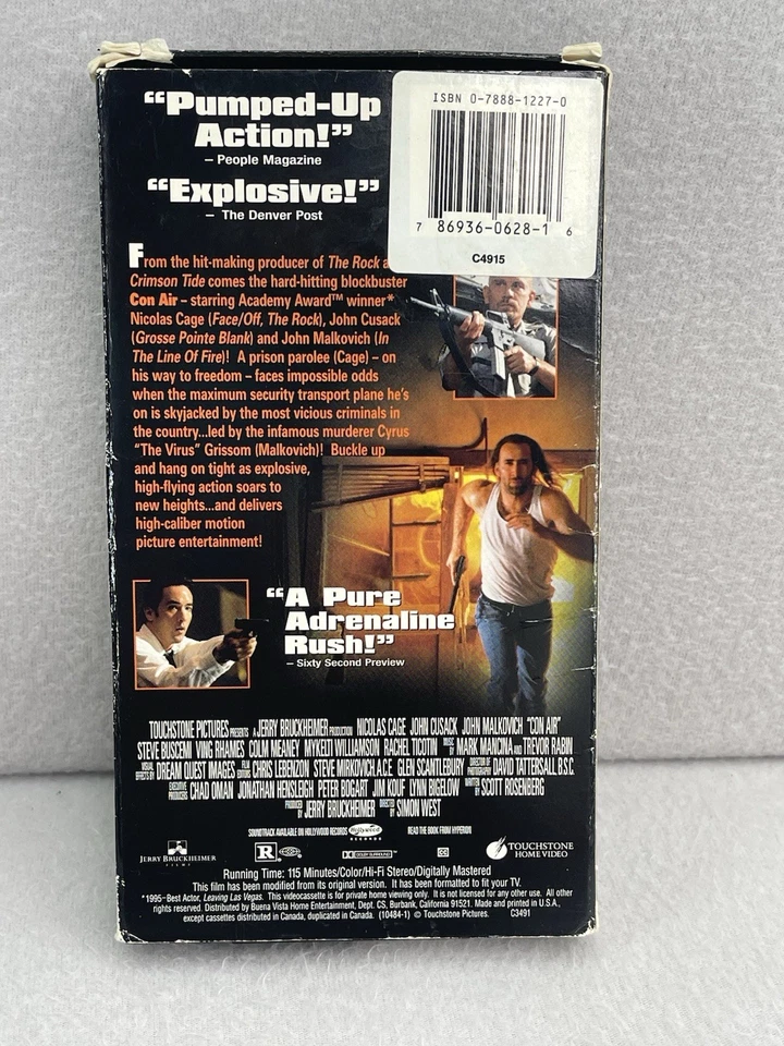 Con Air VHS (1995, 1997) Nicolas Cage - Hollywood Video Version - Cult Classic - Image 2 of 4