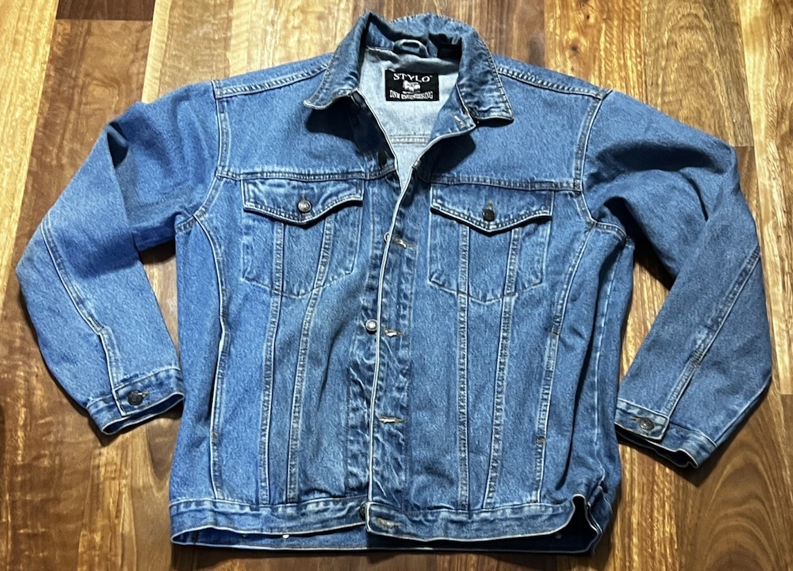 BON JOVI New Jersey Patch Denim LARGE Jacket Vintage Wembley