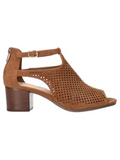 BELLA VITA Womens Brown Amara Round Toe Block Heel Leather Sandals Shoes 10 WW