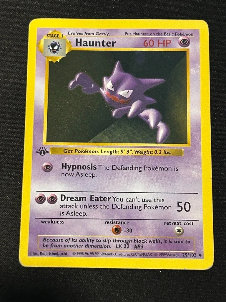 Haunter 29/102 1st Edition Base Set Pokemon Card MP