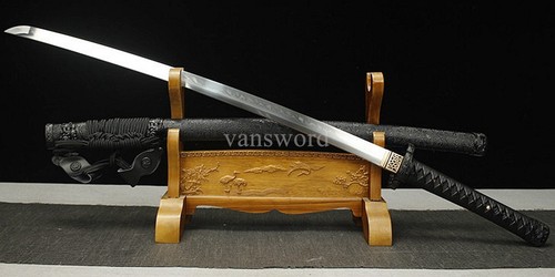T10 Stahl Ton gehärtetes japanisches Katana schwarzes Schwert SHINOGI ZUKURI Full Tang - Bild 14 von 14