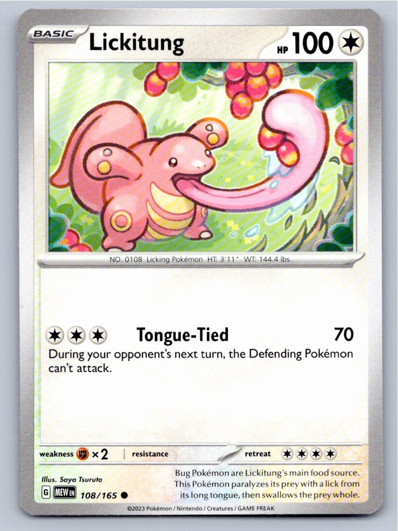 2023 POKEMON LICKITUNG 151 108/165 C NM A67890 FREE S&H