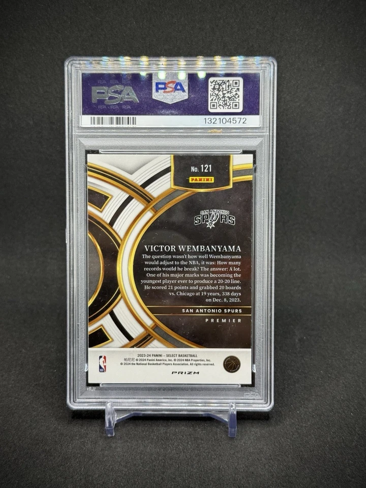 Victor Wembanyama 2023-24 Panini Select Red Cracked Ice Rookie PSA 9 Estado perfeito - Imagem 3 de 3