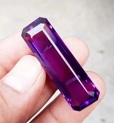 Natural 105 Ct Purple Amethyst Emerald Cut Faceted Certified Rare Loose Gemstone