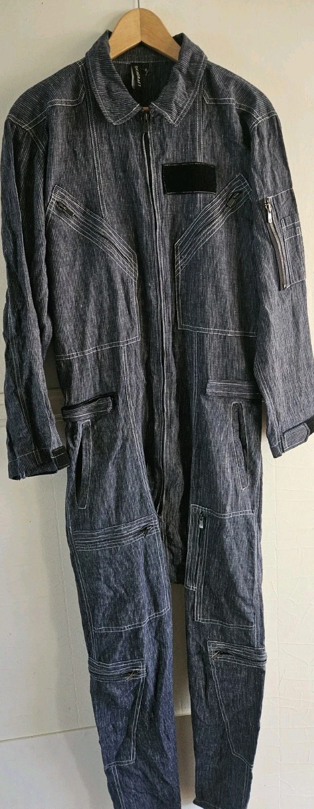 Skingraft Jonny Cota Military Men's Striped Navy Pants Jumpsuit Size S NWOT #CB5
