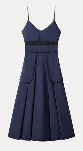 Ogl Bamboo Ponte Scollo a V Fit-and-flare Midi Brami prendisole con tasche Medium - Foto 3 di 13