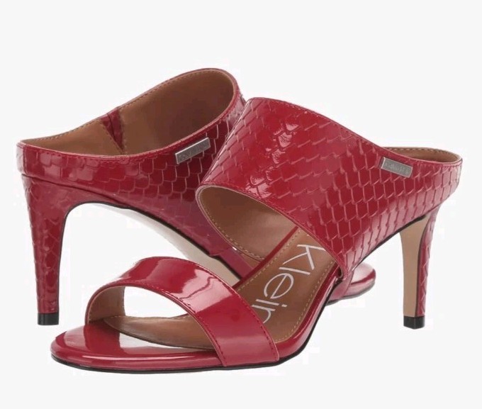 Calvin Klein CECILY Python  Cherry Red Patent Lea… - image 1