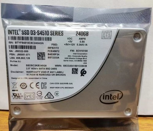 Intel 240GB S4510 SSD SATA 6Gb/s 2,5" XCV10110 SSD SATA III SSDSC2KB240G8 - 第 1/2 張圖片