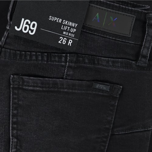 armani exchange womens skinny jeans Size 8 W26 L32 Black Mid Rise lift up J69 - Picture 2 of 12