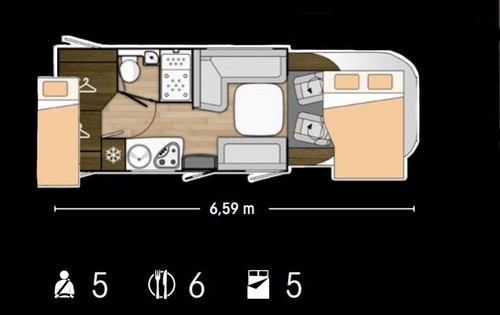 camping-car, motorhome profilé familial 5 pl en parfait état, boite auto 170CV - Afbeelding 9 van 11