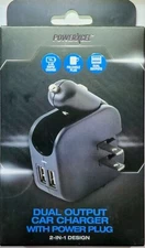 POWERXCEL - Dual Output Car Charger With Power Plug - NEW IN SEALED BOX