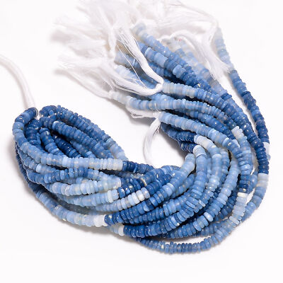 Natural Blue Opal Gemstone Rondelle Shape Smooth Beads 4X4 5X5mm Strand 8'' GB340