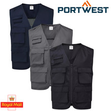 Portwest Mens Waistcoat Gilet Multi Pockets Bodywarmer Work Vest Fishing Hunting