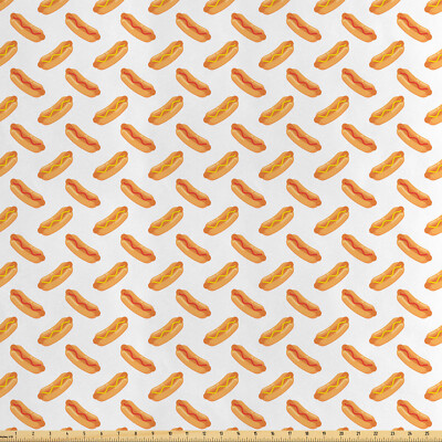 Hotdog Satin Stoff als Meterware Essen Einfache Doodle