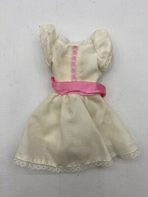#27 Vintage Barbie White Dress With Pink Belt Ribbon | eBay