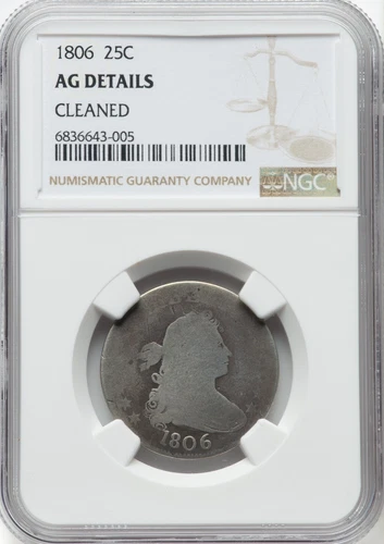 1806 Bust Quarter - NGC AG Details - HONEST WEAR!