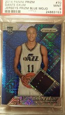 2014 Panini Prizm Dante Exum Jerseys Prizm Blue Mojo PSA 9