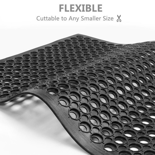 59" x 35" Heavy Duty Floor Mat Anti Fatigue Kitchen Bar Rubber Drainage Black - Imagen 10 de 10