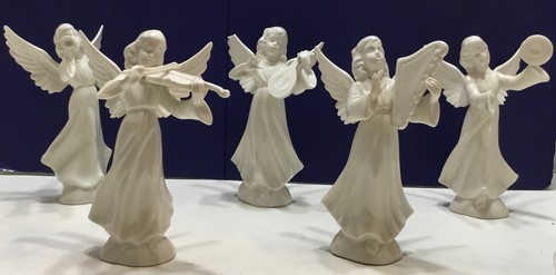 Vintage Dresden Angels Musical Figurines Heavenly Band Angel With Wings Germany