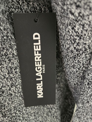 Karl Lagerfeld Women's Med Tunic Gray Black White Logo Sweater Pullover Designer - Picture 4 of 10