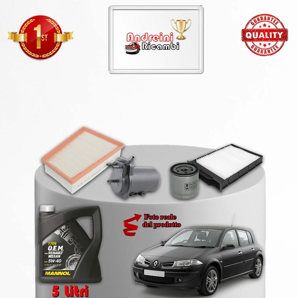 Set Service 4 Filter Und ÖL Renault MéGane II 1.5 DCI 60KW 82CV Von 2002->-image