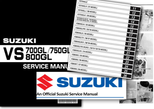 Suzuki VS700 VS750 VS800 INTRUDER Workshop Service Shop Repair Manual 1986 2008 - Afbeelding 1 van 2