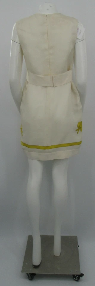 Giambattista Valli Ivory Sleeveless Dress w/ Gold Floral Scroll Design sz 44/M - Image 3 of 4