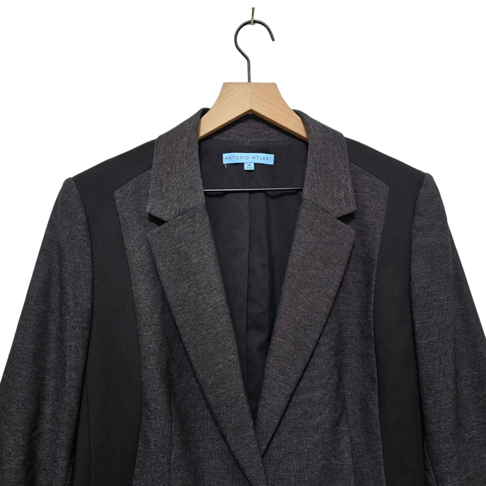 Blazer Antonio Melani Gris Ponte Elástico Sencillo Pecho Talla 14 Foto 2 de 4